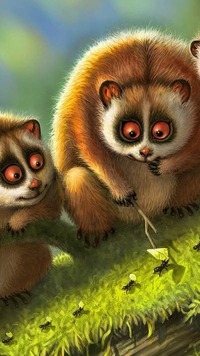 Cartoon Tarsiers,ants,forest,funny animals,3D art,tarsiers, Tarsius
