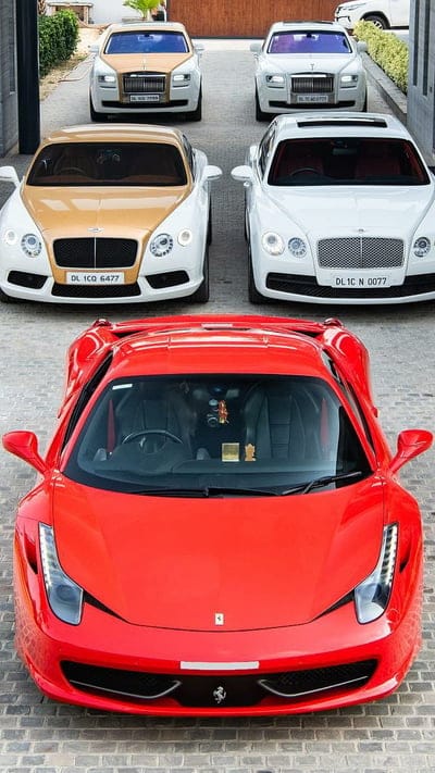 Luxury Garage, ferrari, red, bentley, white, gold, rolls royce, car, hypercar, supercar, rich, mobile wallpaper, android wallpaper, iPhone wallpaper, phone wallpaper