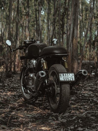 royal enfield, motorcycle, bike, black, trees, mobile wallpaper, android wallpaper, iPhone wallpaper, phone wallpaper