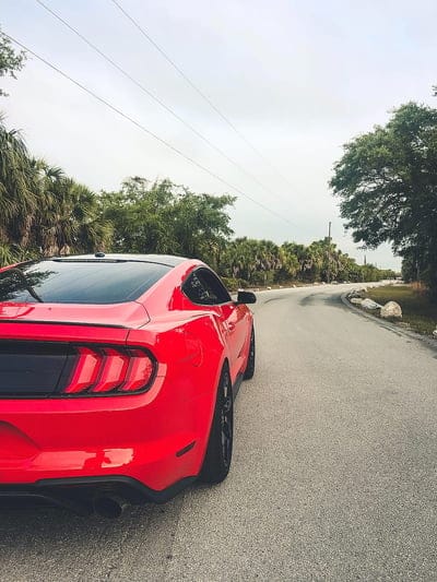 ford mustang, mustang, car, red, road, turn, mobile wallpaper, android wallpaper, iPhone wallpaper, phone wallpaper