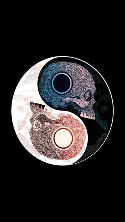 Yin Yang,amulet,black,negative,positive,skull,white,yang,yin, yinyang