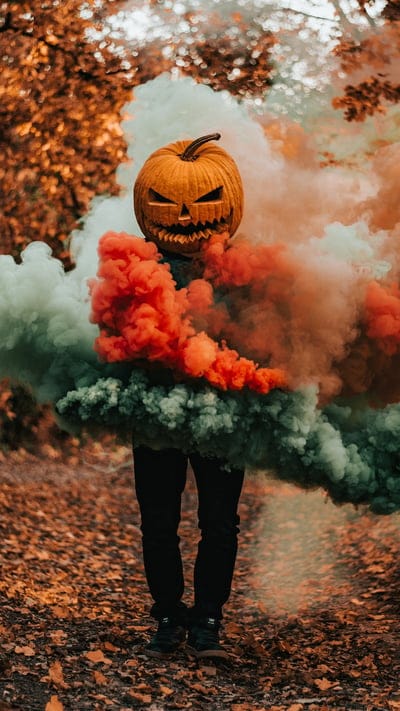 pumpkinhelmetwithsmoke,pumpkinhelmet,fallbg,halloween,boy,attitude