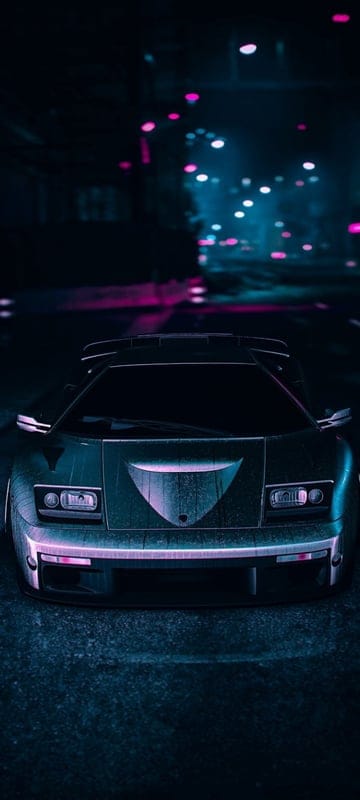 sports car,car,road,lights,street,city,night,purple