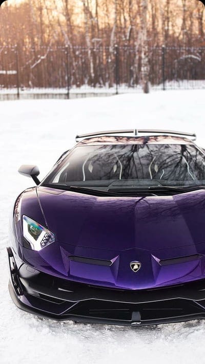 Purple Aventador SVJ, lamborghini, car, supercar, sports, snow, new, 2019, mobile wallpaper, android wallpaper, iPhone wallpaper, phone wallpaper