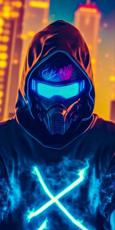 smokemask,hoodedboy,skyneon,mask,boy,attitude