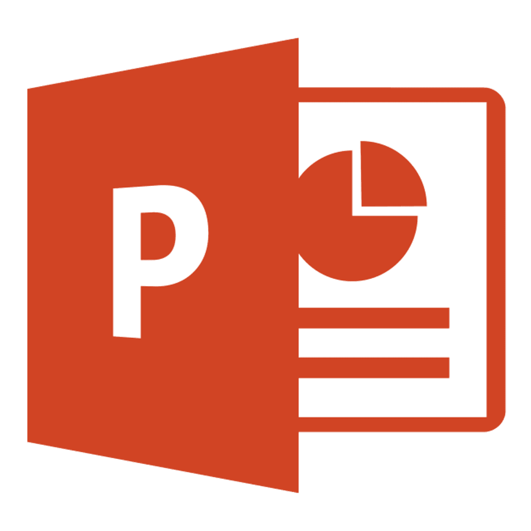 Microsoft PowerPoint logo featuring an orange document shape with a white letter P in a modern flat design.