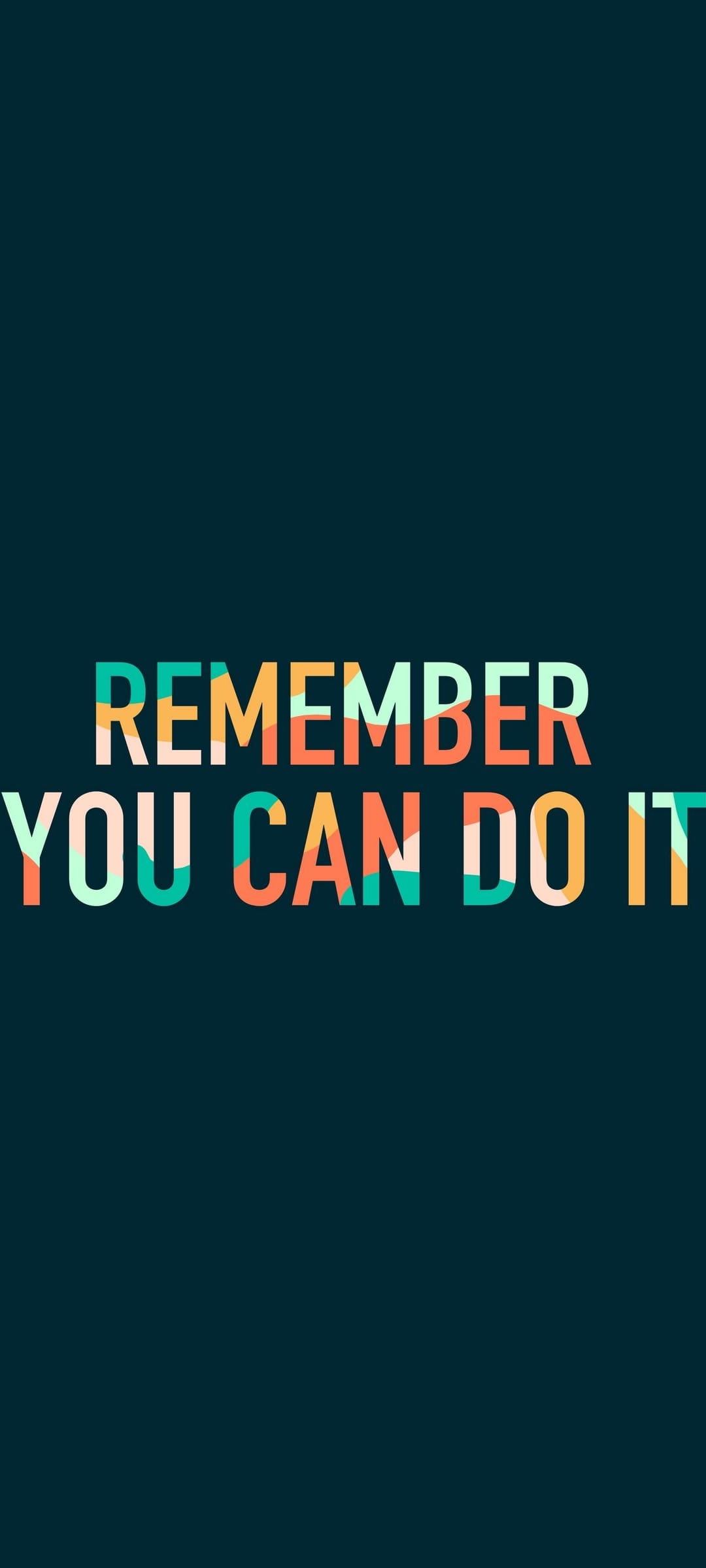 Bold typographic quote with vibrant internal textures centered against a solid dark teal backdrop.