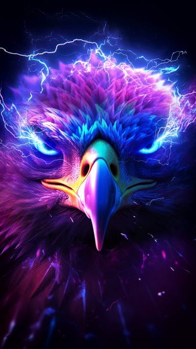 eagle,beak,eyes,lightning,bird