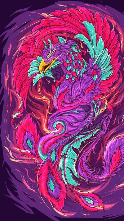 phoenix, bird, art, colorful, bright