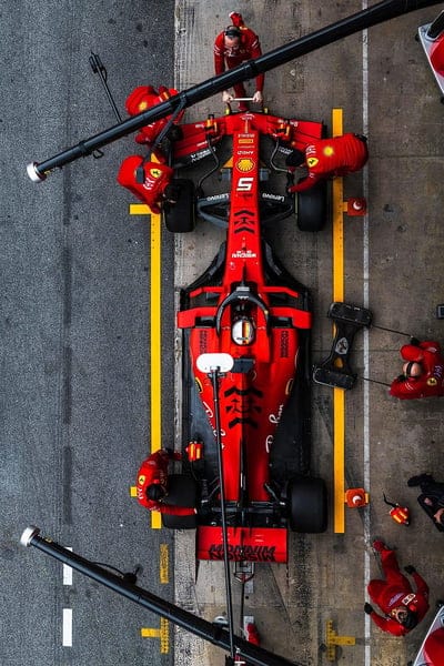 Formula one, blood red car, car, pit crew, racing, red, red army, speed, squad, mobile wallpaper, android wallpaper, iPhone wallpaper, phone wallpaper