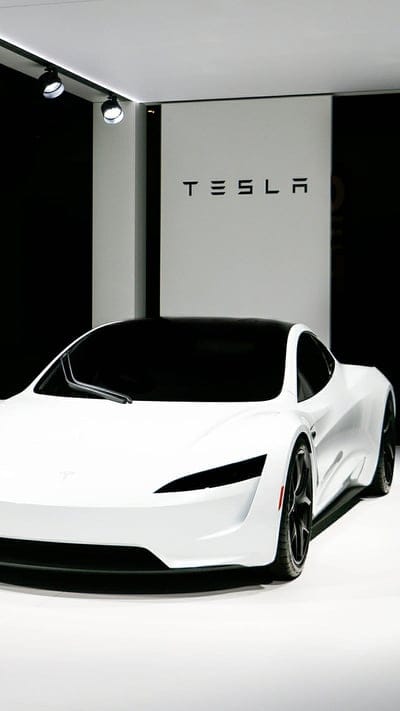 Pure White Tesla, car, electric, hypercar, luxury, new, rich, roadster, supercar, tesla, mobile wallpaper, android wallpaper, iPhone wallpaper, phone wallpaper
