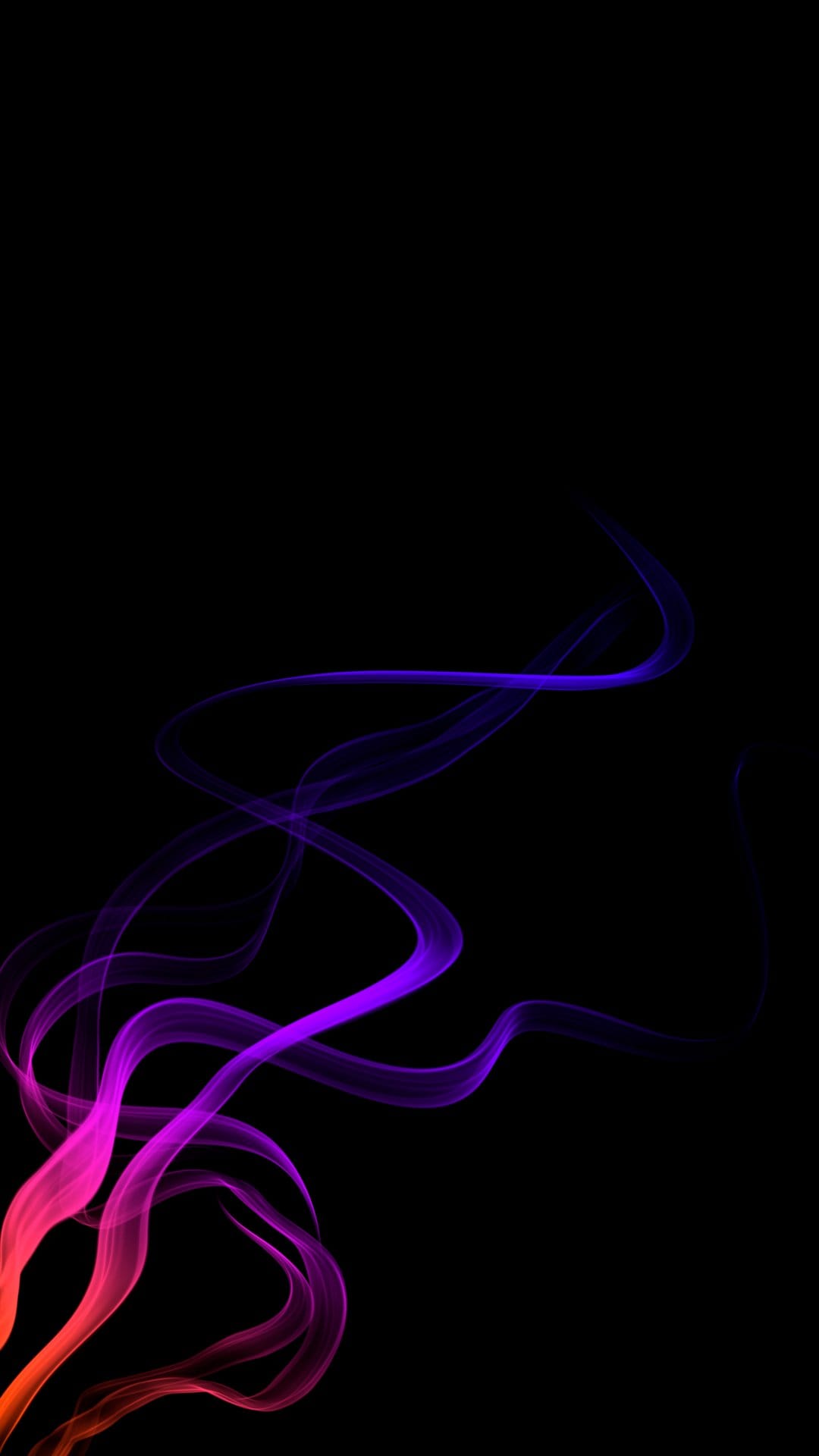 Pink and purple smoke wisps swirl through a dark void on a vertical high-resolution mobile background.