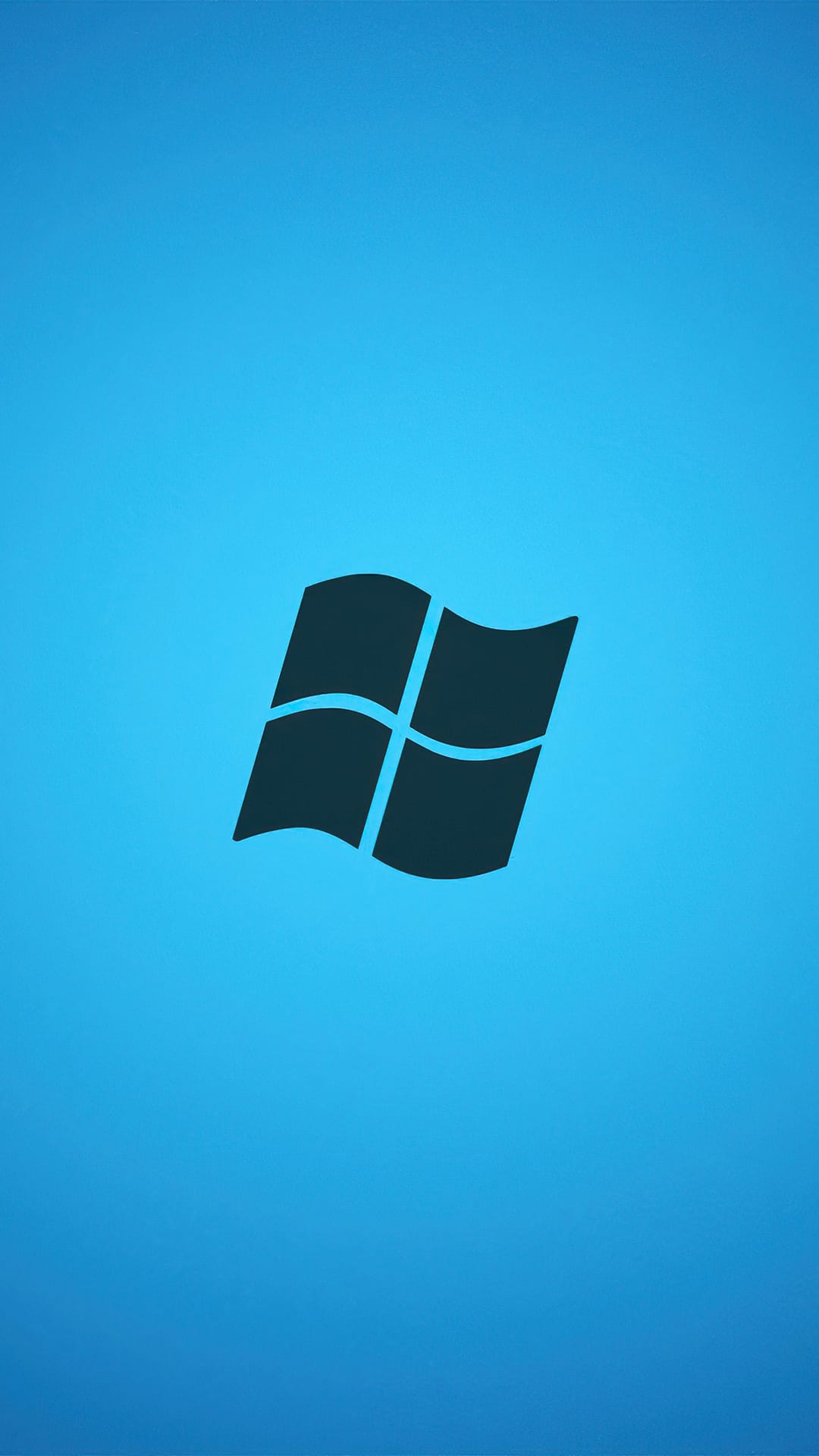 Black four-pane Windows logo centered on a vibrant blue gradient background for a mobile phone screen display.