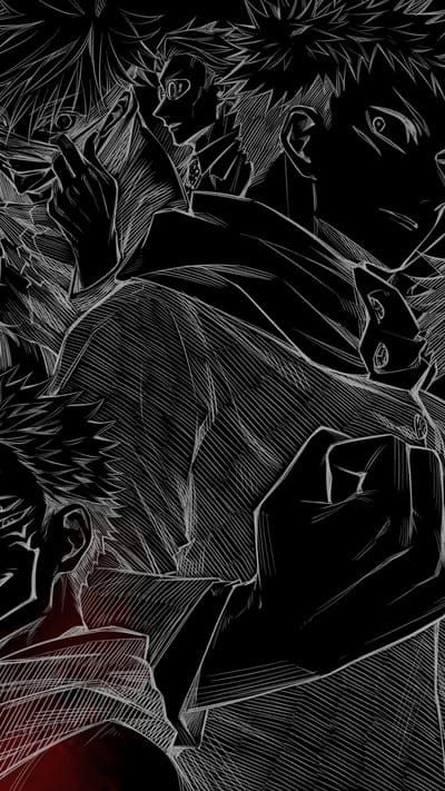 Jujutsu Kaisen, Yuji Itadori, Sukuna, anime, manga, duality, power, character, dark fantasy, dynamic, fan art, supernatural