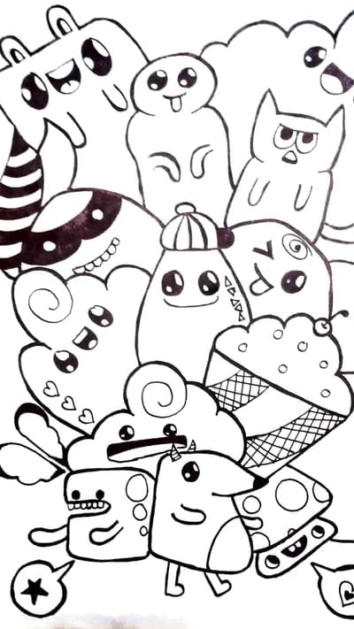Cute doodle, cartoon, handmade, sketch
