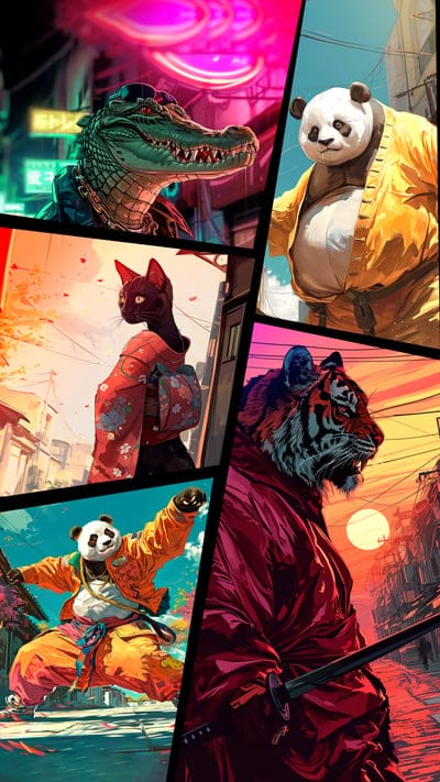 animals,fighters,martial arts,art,dollage