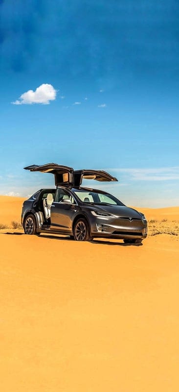 Tesla Model X, car, carros, desert, electric, falconwing, future, model x, performance, wrap, mobile wallpaper, android wallpaper, iPhone wallpaper, phone wallpaper