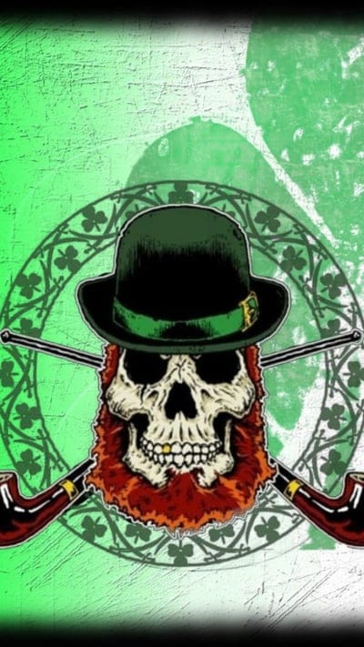 Shamrock Skull,irish,green,ireland,orange,white,skull,shamrock