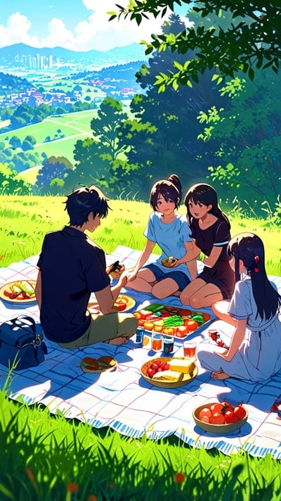 Picnic,Anime,Anime Wallpaper,8k wallpaper,4k wallpaper,Colorful,Hd Backgrounds,Hq Wallpaper,Nature,Color,Wallpaper,Nature Wallpaper