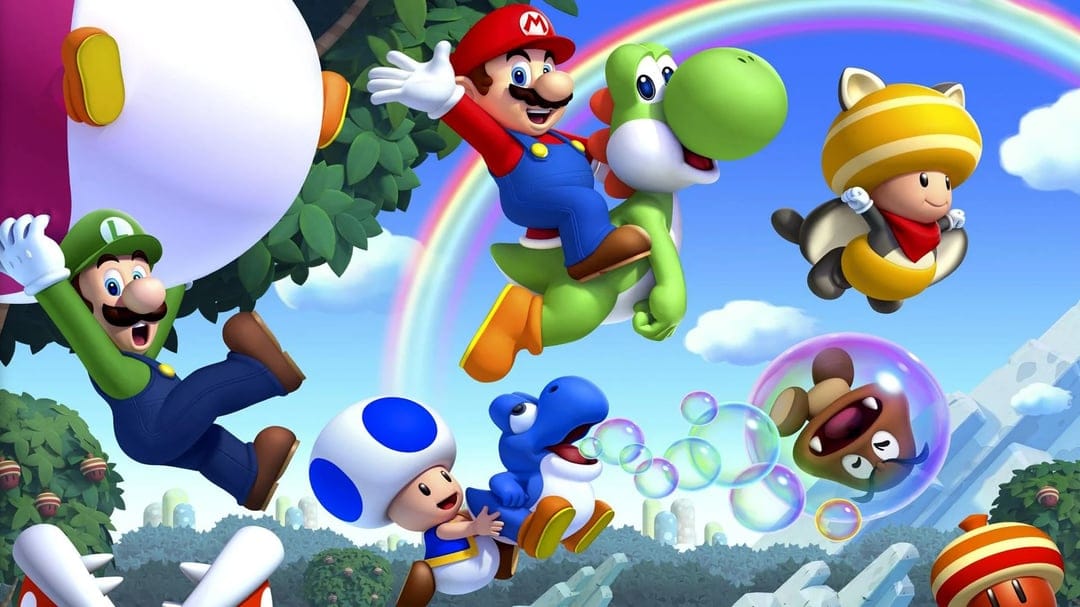 Super Mario and Friends Vibrant Landscape Desktop Wallpaper