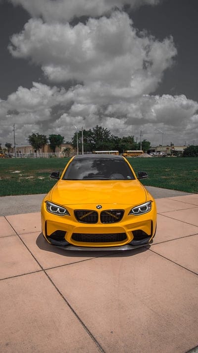 BMW M2, car, coupe, f87, m power, tuning, vehicle, yellow, mobile wallpaper, android wallpaper, iPhone wallpaper, phone wallpaper
