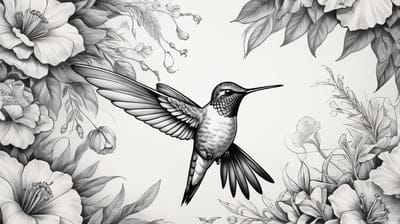 Tattoo,Tattoo Wallpaper,Wallpaper,AI Art,Ai Wallpaper,Desktop Wallpaper,Artwork,Black,White,Black and White,Aesthetic,Humming Bird