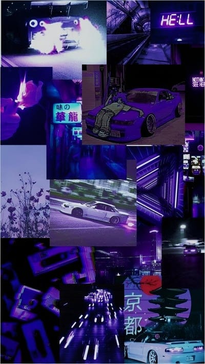 car,purple,collage