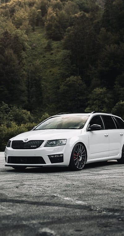 skoda octavia rs, skoda, car, side view, white, mobile wallpaper, android wallpaper, iPhone wallpaper, phone wallpaper