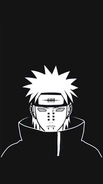 naruto,pain,nagato,black and white,anime,art