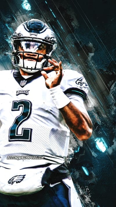 Jalen Hurts, Philadelphia Eagles, NFL, american football, blue stone background, National Football League