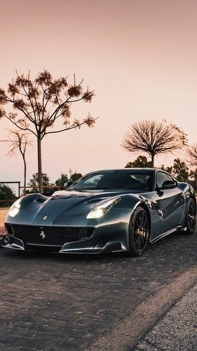 Ferrari F12 TDF, gris, car, supercar, sports, dubai, new, simset, mobile wallpaper, android wallpaper, iPhone wallpaper, phone wallpaper