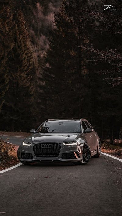 Audi RS6, gris, car, supercar sports, new, forest, night, mobile wallpaper, android wallpaper, iPhone wallpaper, phone wallpaper