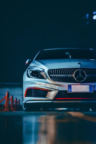 mercedes, car, gray, front view, night, mobile wallpaper, android wallpaper, iPhone wallpaper, phone wallpaper