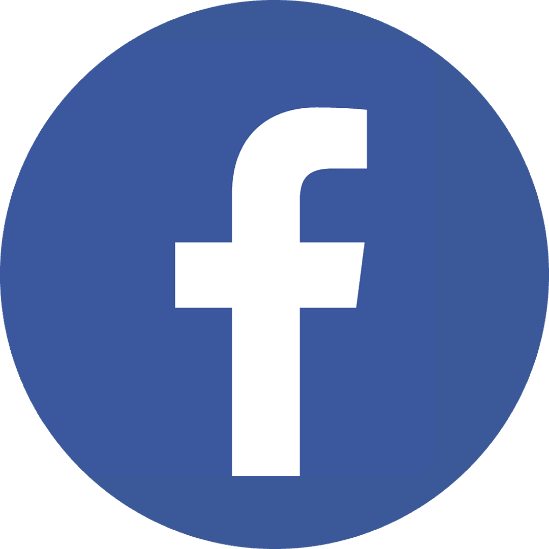 Facebook logo in dark blue circle sits on a transparent background featuring minimalist white letter f icon.