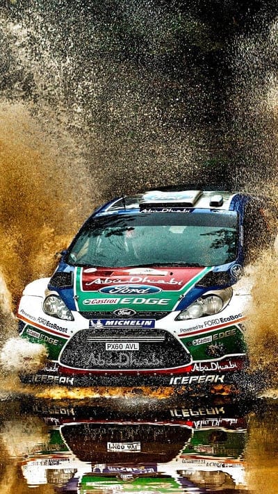 wrc, auto, car, drive, drops, ford, race, rally, sport, vehicle, water, mobile wallpaper, android wallpaper, iPhone wallpaper, phone wallpaper