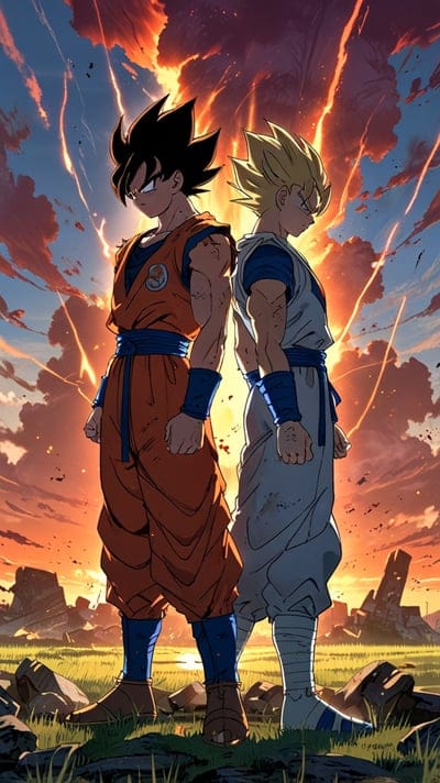 Anime,Cool,Anime Wallpaper,Wallpaper,Ai Art,Dragon Ball Z,DBZ,Dragon Ball Z Wallpaper,DBZ Wallpaper,Goku,Vegeta,Fight