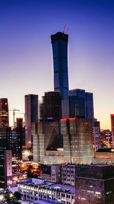 Beijing, China, Skyscrapers, Cityscape, Night, Twilight, Urban, Architecture, Modern, Asia, Evening, High-rise, City Lights, Skyline, Dusk, Metropolitan, Travel, Chinese, Business, Illuminated, Landmark