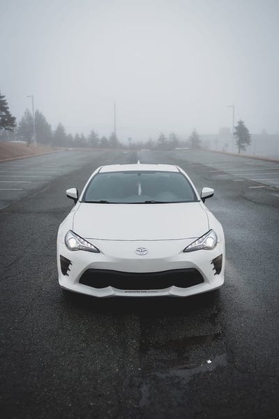 toyota gt86, toyota, car, white, road, fog, mobile wallpaper, android wallpaper, iPhone wallpaper, phone wallpaper
