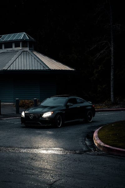 mercedes, car, black, road, turn, mobile wallpaper, android wallpaper, iPhone wallpaper, phone wallpaper