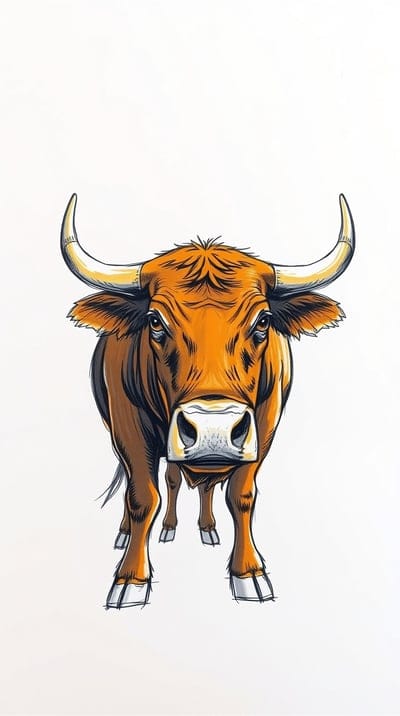 Animal,Sketch,Hand Drawn,Color Sketch,Hd Backgrounds,Hd Wallpapers,4k wallpapers,8k wallpapers,High Quality,Hand Made,Bull