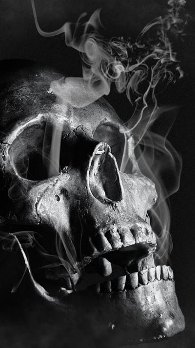 smokeskull,bone,bones,cigarette,creepy,dark,fog,gloomy,horror,mysterious,skulls, skull,smoke