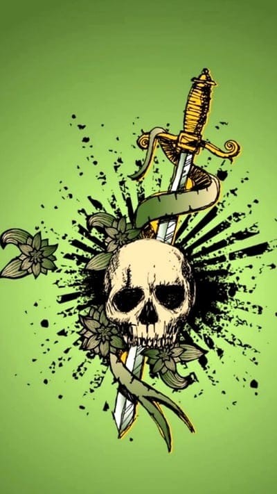 SwordedSkull,green,skull,skulls,sword