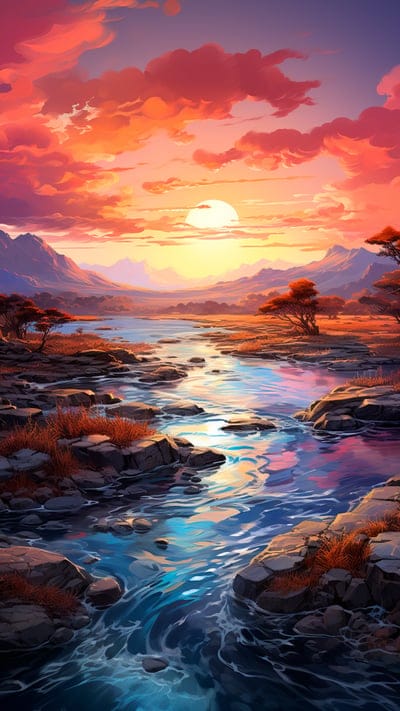 river,vally,mountains,landscape,art,stones