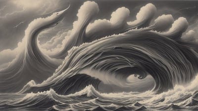 Cool,dark,Sketch,Nature,Disaster,Waves,Thunder,Big Splashes,Ocean,Sea,Water