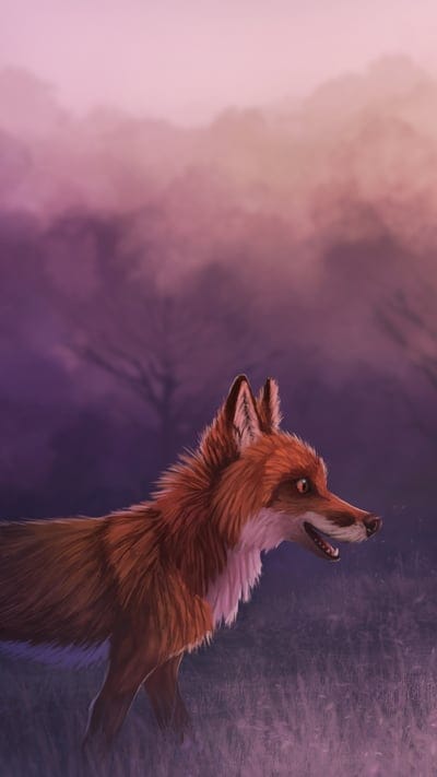 Fox, wildlife, art, digital painting, wilderness, nature, animal, mystical, twilight, mist, elusive, forest, reddish-orange, serene, outdoors, ethereal, cunning, wild animal, painting, artistic