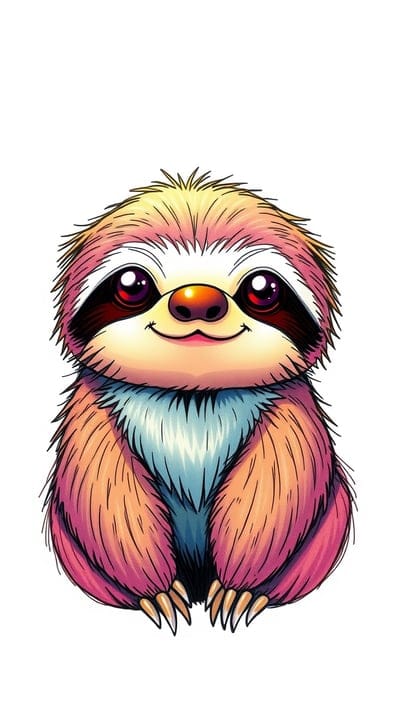 Sloth,Lazy,Sketch,Hand Drawn,Color Sketch,Hd Backgrounds,Hd Wallpapers,4k wallpapers,8k wallpapers,High Quality,Hand Made,Animal,Majestic