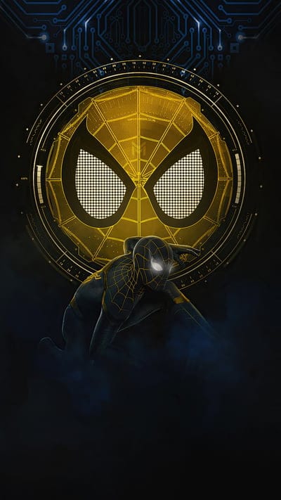 spiderman,black,yellow,logo