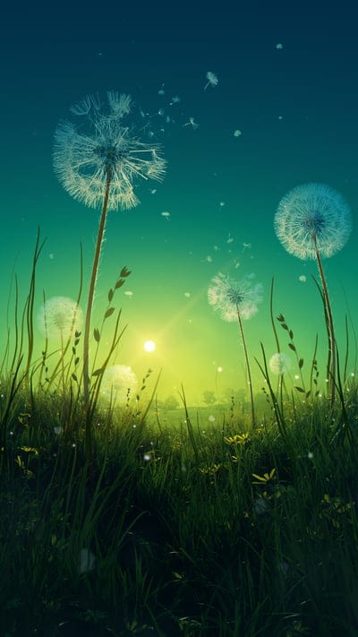 dandelions,flowers,fluff,grass,art,summer