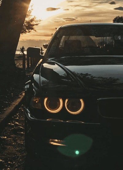 bmw e39,bmw,car,black,headlights,sunset