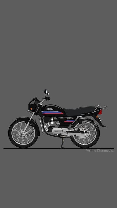 HERO HONDA SPLENDOR, black, digital art, hero honda, indian, indian bike, kerala, mobile, nostaligia, vintage, mobile wallpaper, android wallpaper, iPhone wallpaper, phone wallpaper